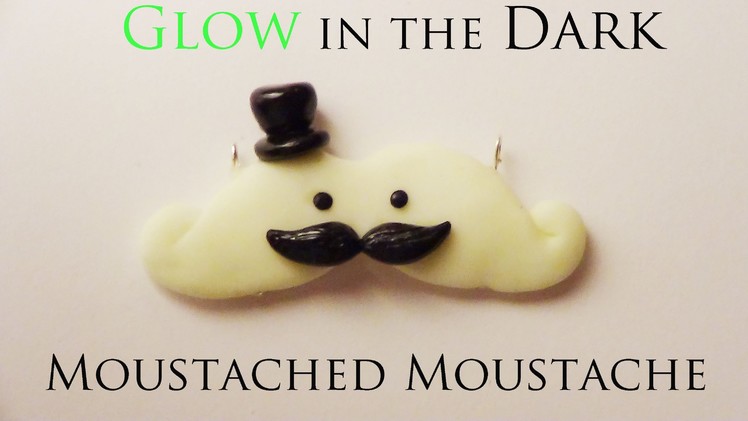Glow in the Dark Moustached Moustache Necklace Charm - Polymer Clay