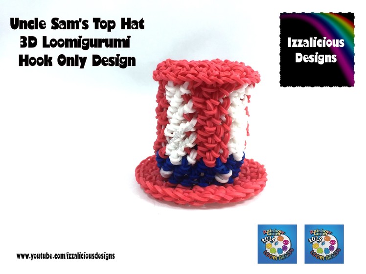 Loomigurumi Uncle Sam's Top Hat - 4th July Independence Day - crochet with Rainbow Loom bands