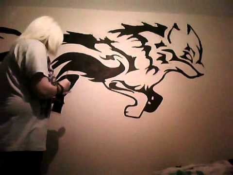 Painting A Tribal Wolf Onto My Wall :D