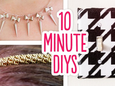 10 Minute DIYs! - Gold Chain Headband, Spike & Bow Necklace, Houndstooth Light Switch