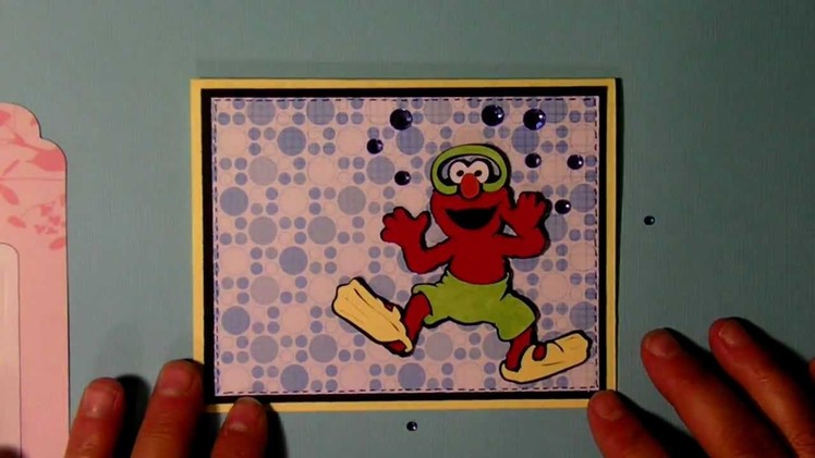 Cricut Elmo "pool party" invitation card  Sesame Street Seasons cartridge