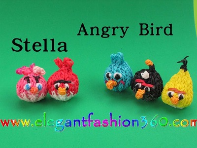 Rainbow Loom Angry Bird Stella 3D Charm - How to Loom Bands Tutorial