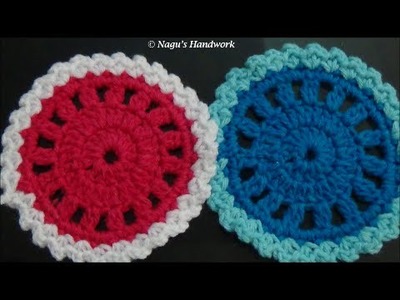 How to Crochet a  Round Coaster-Crochet Placemat -Learn to Crochet in Tamil By Nagu's Handwork
