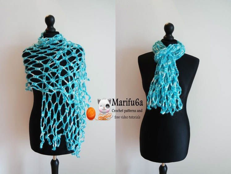 How to crochet easy scarf shawl for beginners from one ball free pattern tutorial