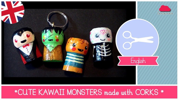 How to recycle wine CORKS to make DIY Halloween Cute Monsters (toys, key holders, magnets)
