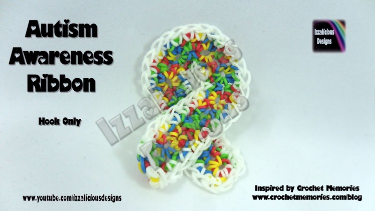 Rainbow Loom Autism Awareness Ribbon - Hook Only.Loom Less - Inspired by Crochet Memories