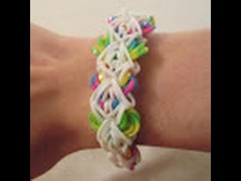 Rainbow Loom- How to make the Stained Glass Spiderweb Bracelet (Variation of the Triple Link Chain)
