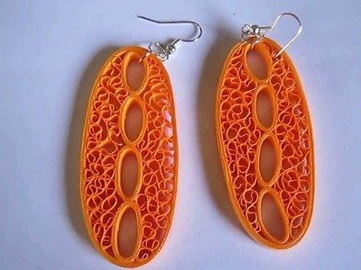 Handmade Jewelry - Beehive Paper Quilling Oval Earrings (Not Tutorial)