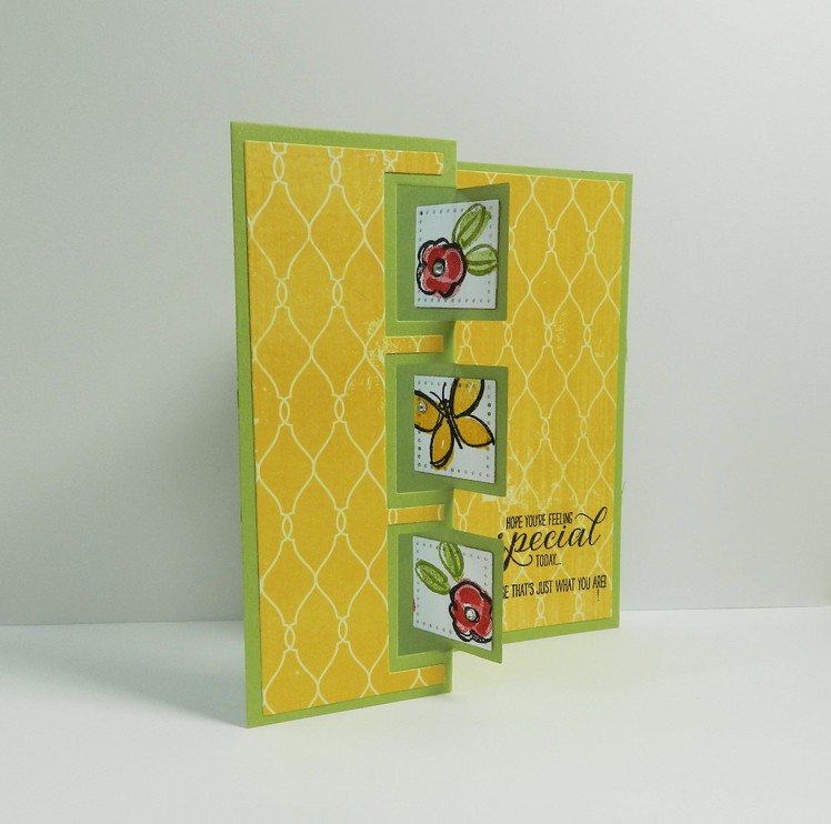 Interactive Monday Triple Square Flip Card with Stampin' Up!