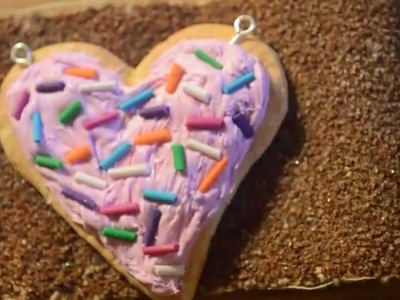 Polymer clay tutorial heart Sugar cookie with cream and funfetti