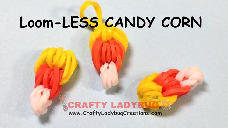 Rainbow Loom-LESS EASY CANDY CORN CHARM HALLOWEEN Series Tutorials by Crafty Ladybug.How to