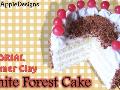 Miniature Polymer Clay White Forest Cake Tutorial