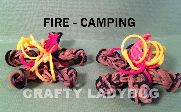 Rainbow Loom Charm FIRE - CAMPING How to Make by Crafty Ladybug