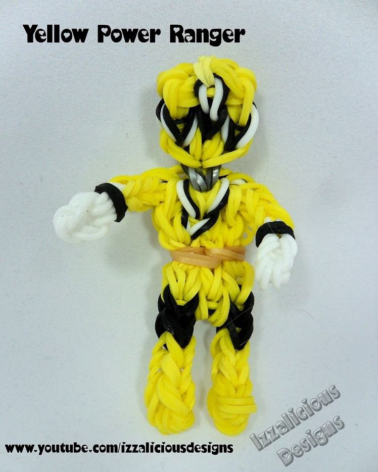 Rainbow Loom Yellow Power Ranger Action Figure.Charm Tutorial