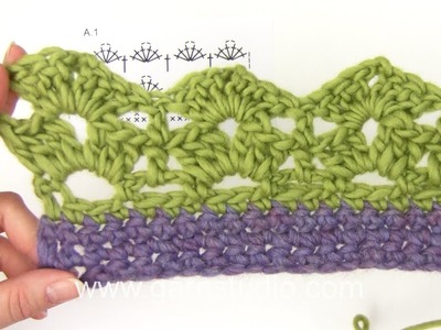DROPS Crocheting Tutorial: How to work a fan edge to Baby DROPS 25-14