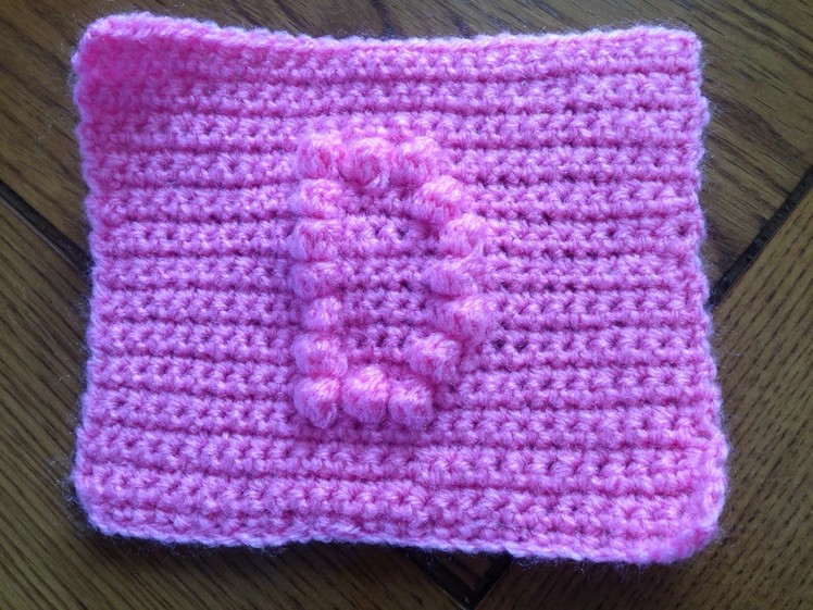 How to crochet a square with bobble chart letter "D"