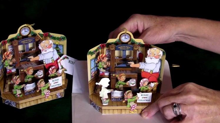 'Santa's Print Shop' Pop-Up Christmas Card Ornament
