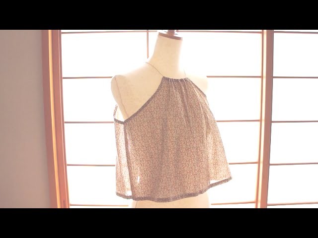 Sewing + Refashion Old blouse to Halter Top