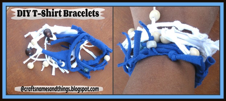 DIY T- Shirt Bracelets. How to Make a Beaded T-Shirt Yarn Bracelet