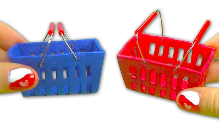Miniature doll supermarket shopping hand basket tutorial - Dollhouse DIY