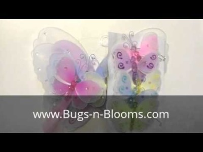Bugs-n-Blooms Multi Layered Hanging Butterfly Wall Ceiling Decor : Dragonfly Flower Mobile Tie Backs