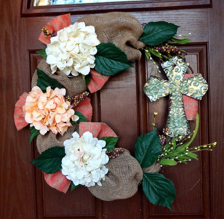 Burlap Easter Wreath with Cross Tutorial