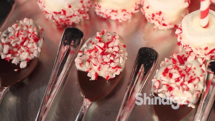 Chocolate Covered Spoons - Marshmallow Peppermint Pops - Candy Ideas
