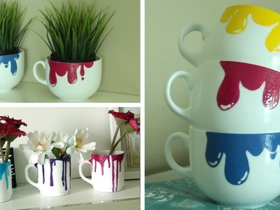 DIY Dripping Paint Mugs