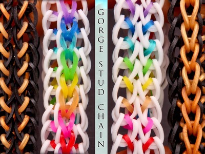 How to Make a Reversible GORGE STUD CHAIN Bracelet - EASY design on the Rainbow Loom