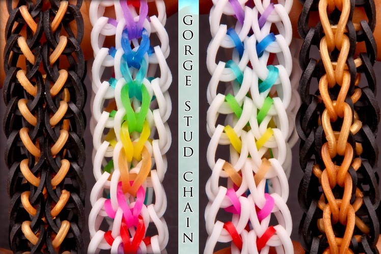 How to Make a Reversible GORGE STUD CHAIN Bracelet - EASY design on the Rainbow Loom