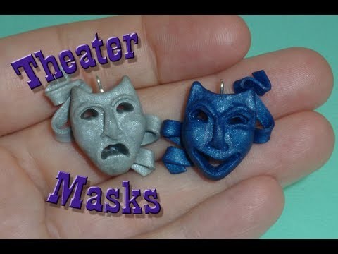 Comedy Tragedy Theater Masks Polymer Clay Charms