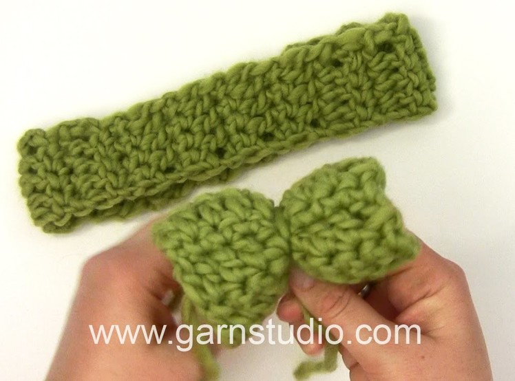 DROPS Crocheting Tutorial: How to work a hair band with a bow in Baby DROPS 25-13