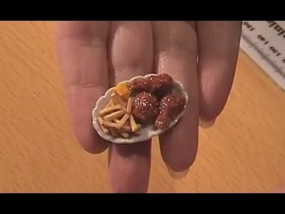 Polymer Clay Miniature - French Fries And Fried Chiken