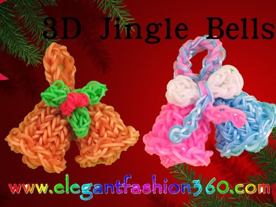 Rainbow Loom Jingle Bells 3D Charms - How to Loom Bands Tutorial.Christmas.Holiday.Ornaments