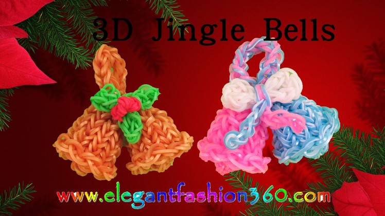 Rainbow Loom Jingle Bells 3D Charms - How to Loom Bands Tutorial.Christmas.Holiday.Ornaments