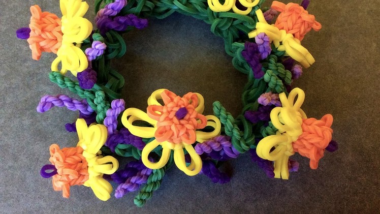 Rainbow Loom™ Lavender Bracelet with Daffodil Charms Tutorial