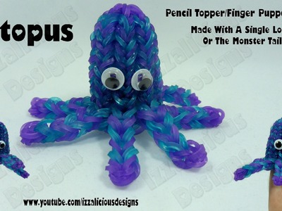 Rainbow Loom Octopus Charm.Action Figure.Pencil Topper.Finger Puppet - Loom.Monster Tail - Gomitas