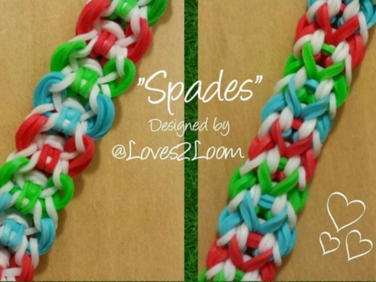 My New Reversible "Spades" Rainbow Loom Bracelet. How To Tutorial