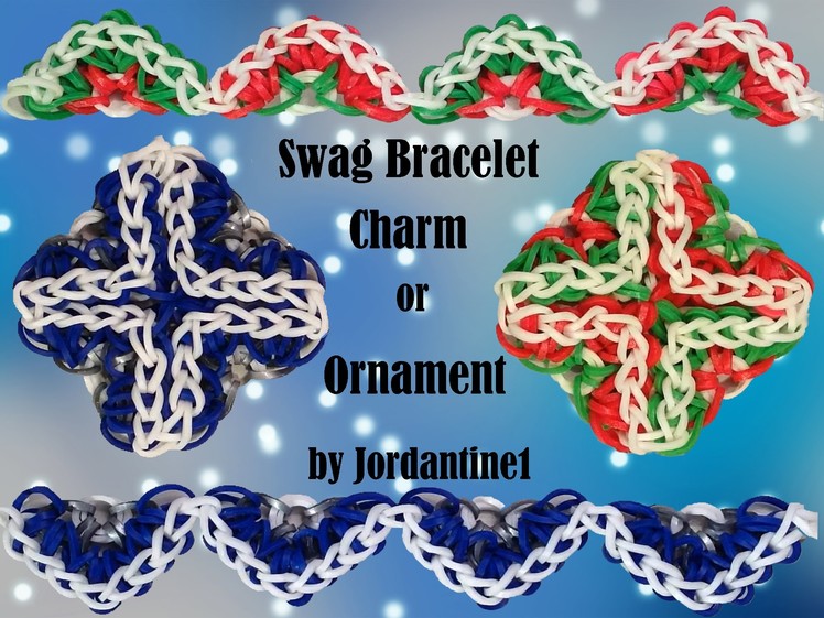 New Swag Bracelet. Charm. Ornament Rainbow Loom or Monster Tail Christmas Cross