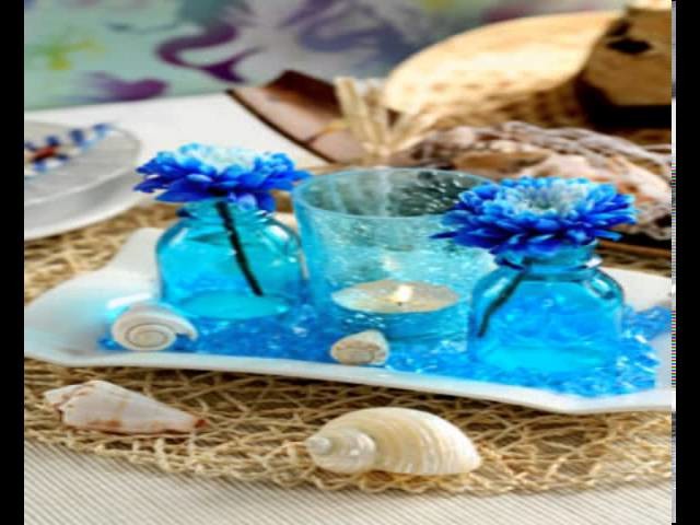 Beach themed wedding table decoration ideas
