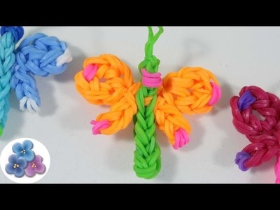 How to make Dragonfly Rainbow loom Charms Kawaii Handmade jewelry tutorial Mathie