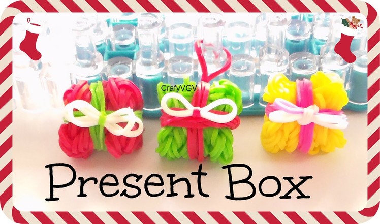 Rainbow Loom: Present. Gift Box 3D Charm - How To | Christmas.Holiday.Ornament