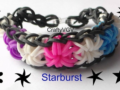 How to make Rainbow Loom Bracelets: Starburst. Pulsera De Gomitas