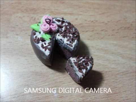 Polymer clay tutorial - Cake with roses and chocolate flakes