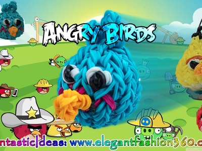 Rainbow Loom Angry Birds (Blue Bird) 3d Charms - How to Loom Bands tutorial by Elegant Fashion 360
