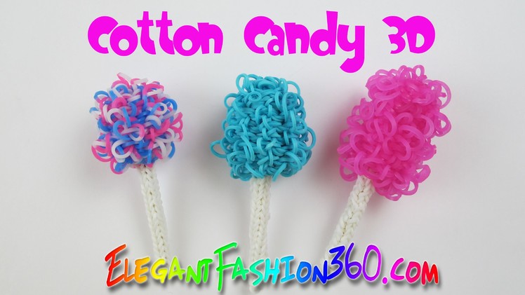 Rainbow Loom Cotton Candy 3D Charm -How to Loom Bands Tutorial