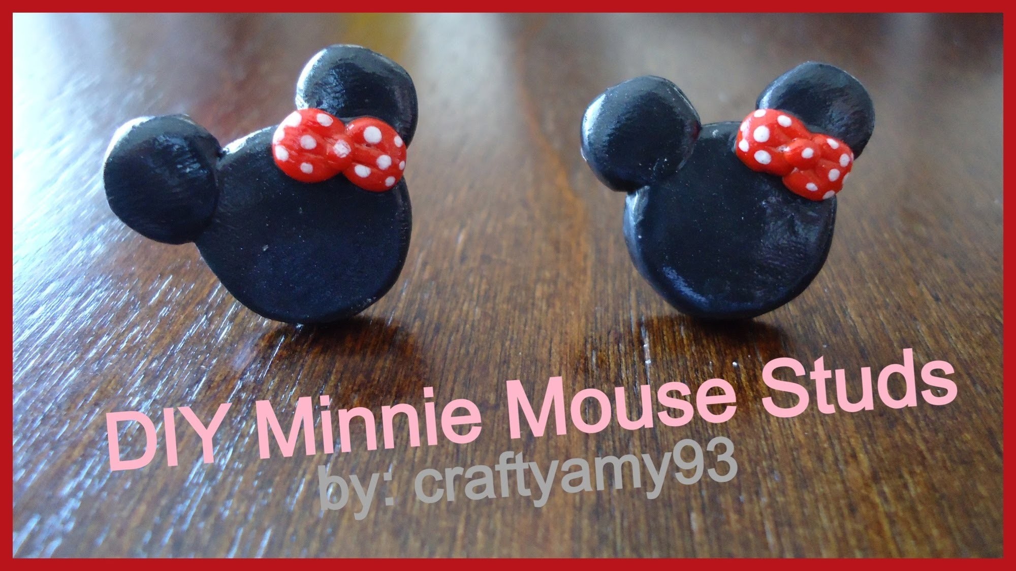 DIY Minnie Mouse Stud Earrings (using Sculpey)