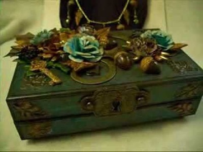 "Fall Patina" Altered Jewelry Box & Polymer Clay Necklace