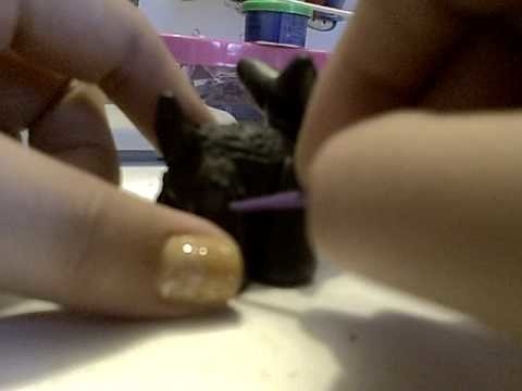 How to make a little black terrier from polymer clay PART 4!!!! for dollhouses or decor