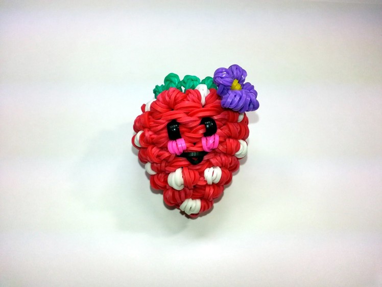 3-D Happy Strawberry Tutorial by feelinspiffy (Rainbow Loom)